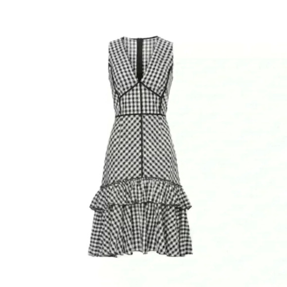 TOME Collective Gingham Ruffle Hem Dress 
Black And White- Size 6 NWT! - Picture 6 of 12